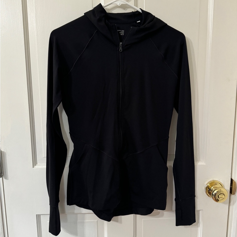 aerie offline Women's Black Hoodie with thumb holes